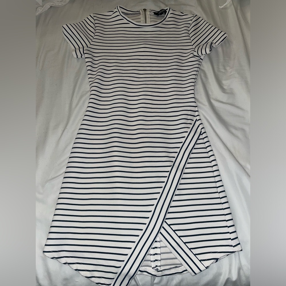 Lulu's Black and White Striped Mini Dress